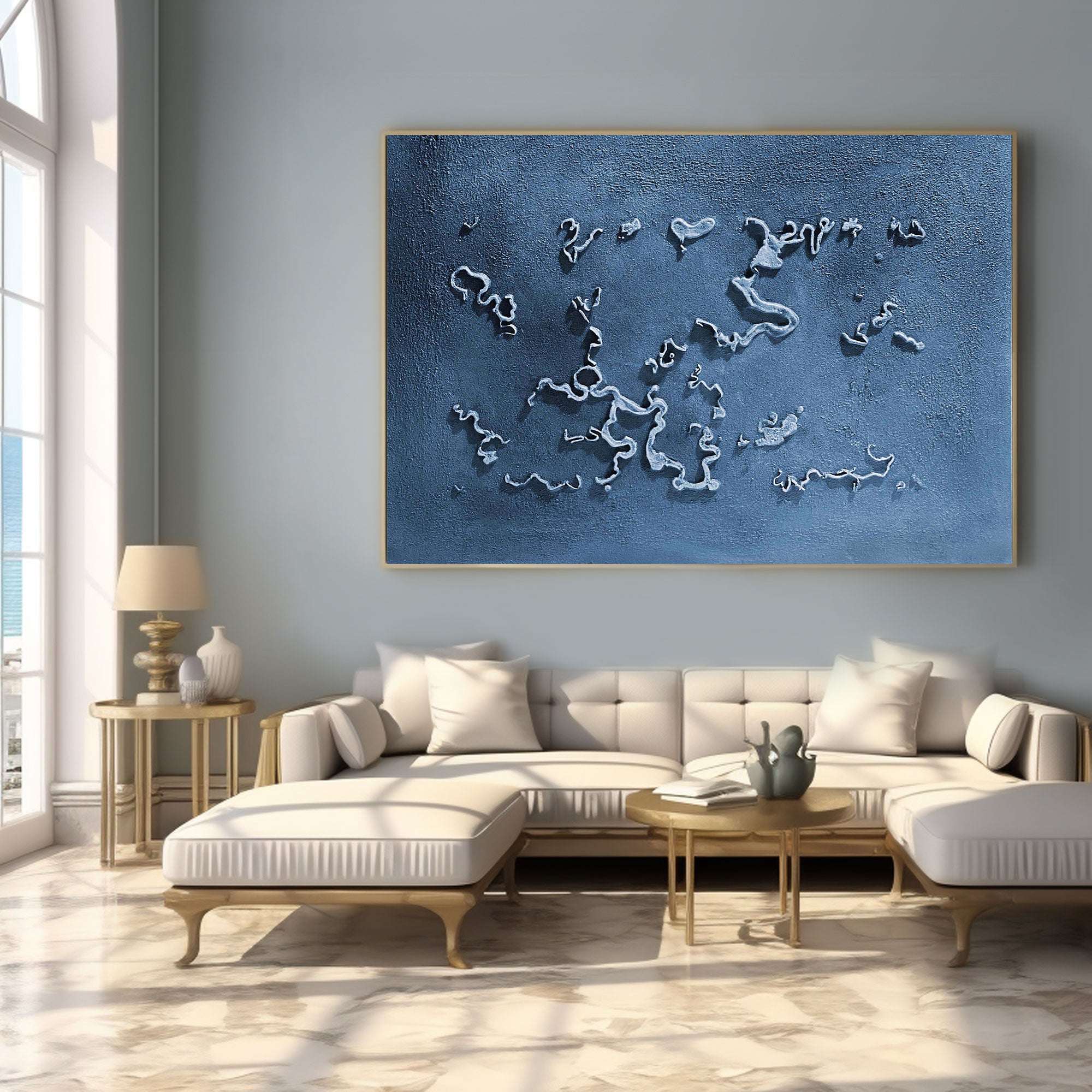 Blue Minimalist Art HML129