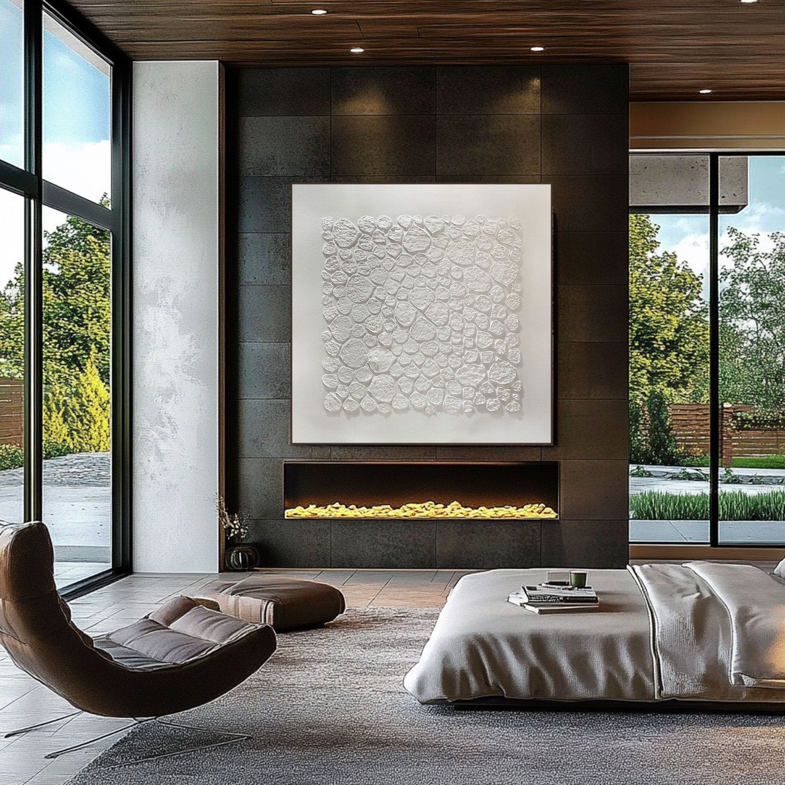 White Abstract Art AB013