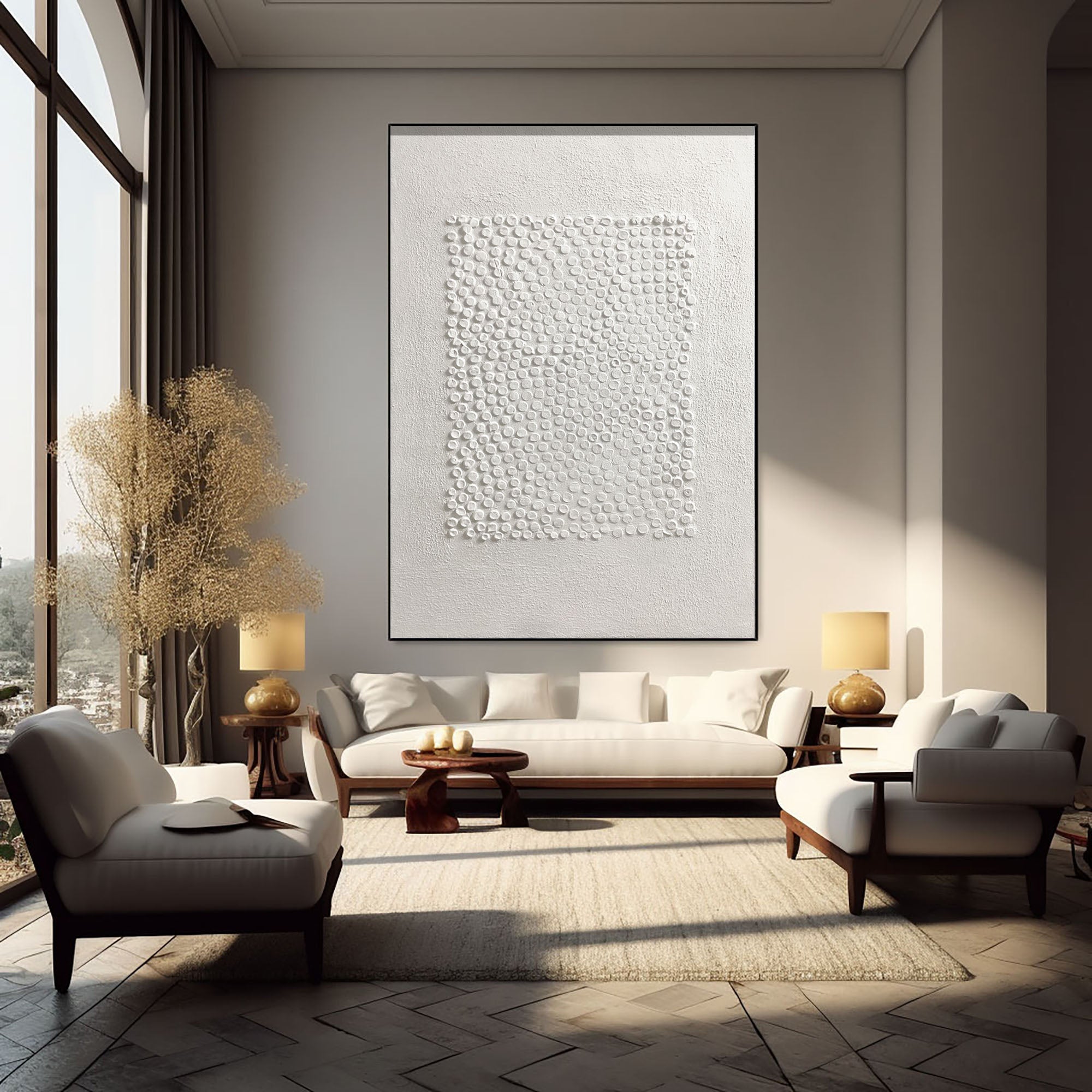 White Minimalist Art HML083