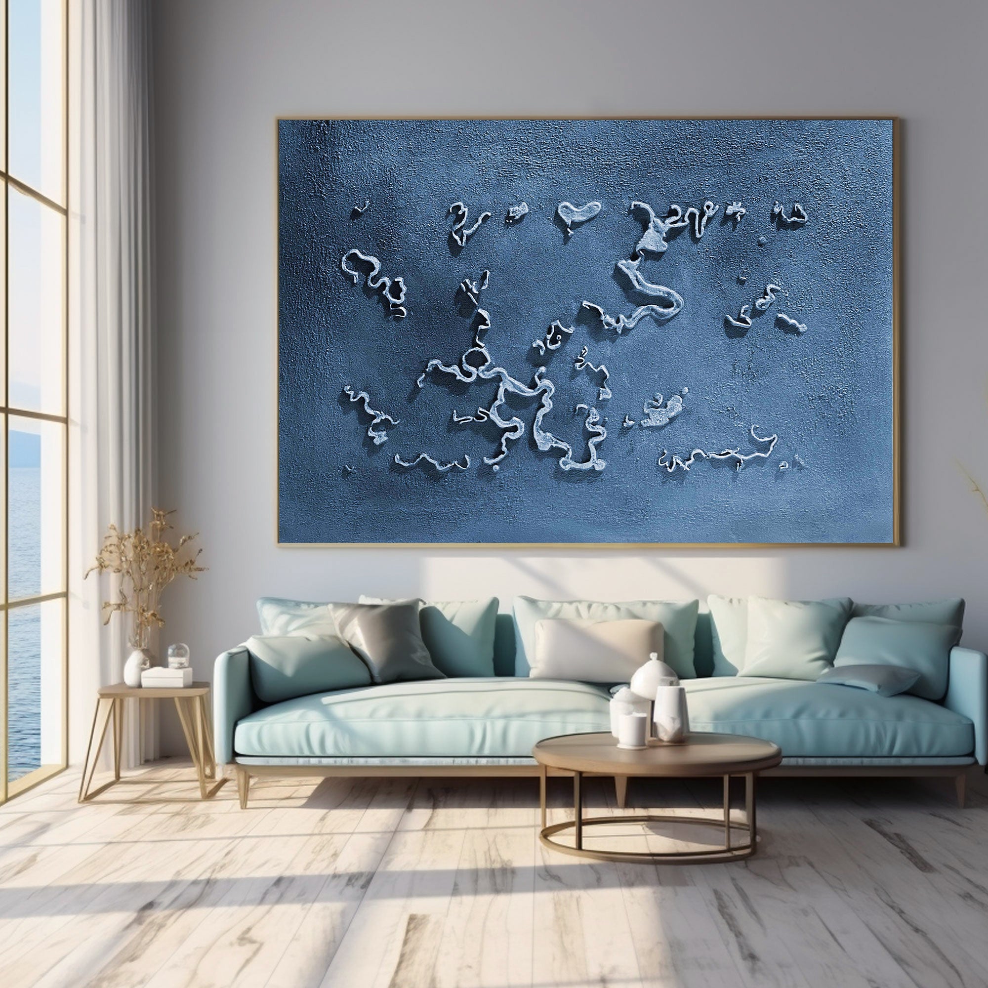 Blue Minimalist Art HML129