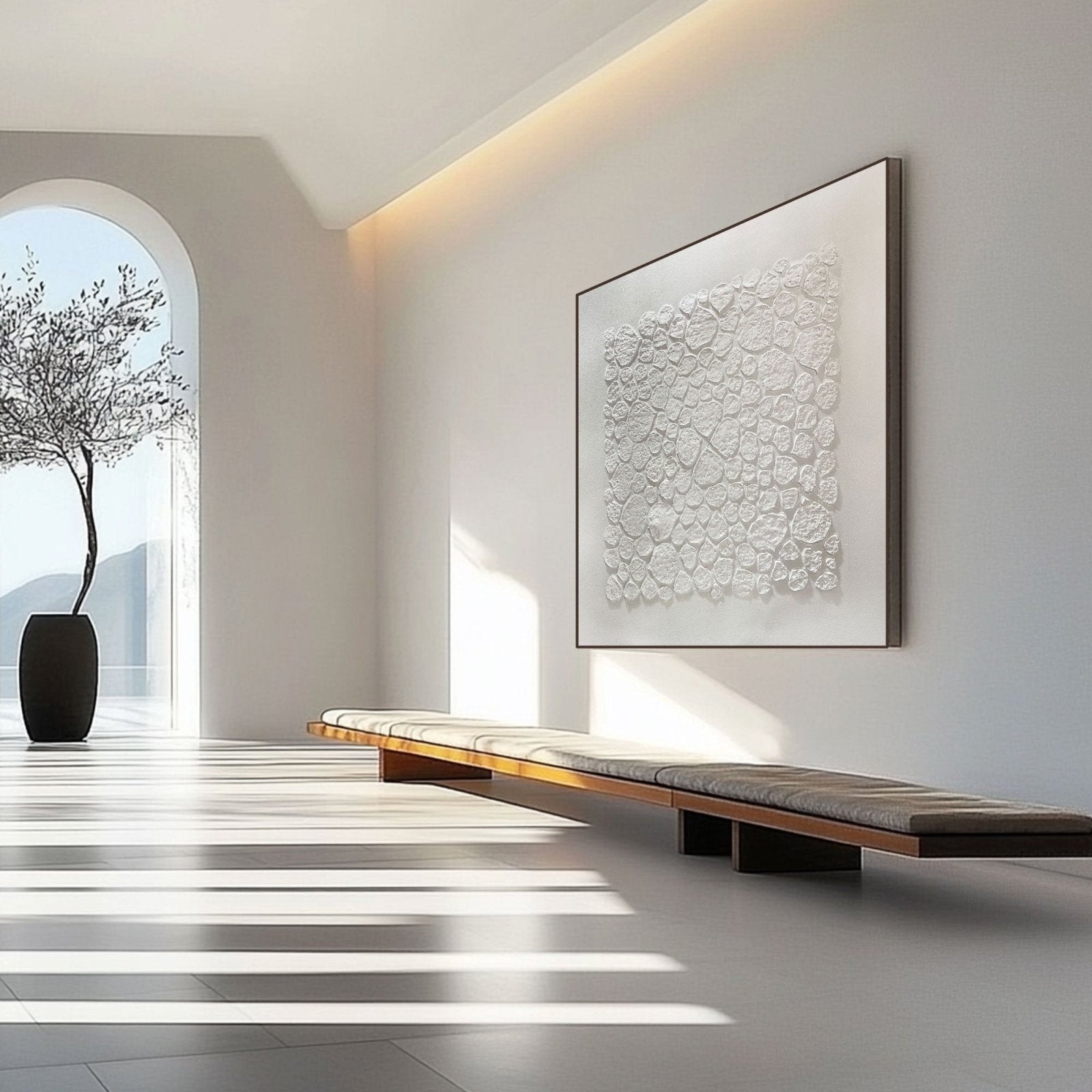 White Abstract Art AB013