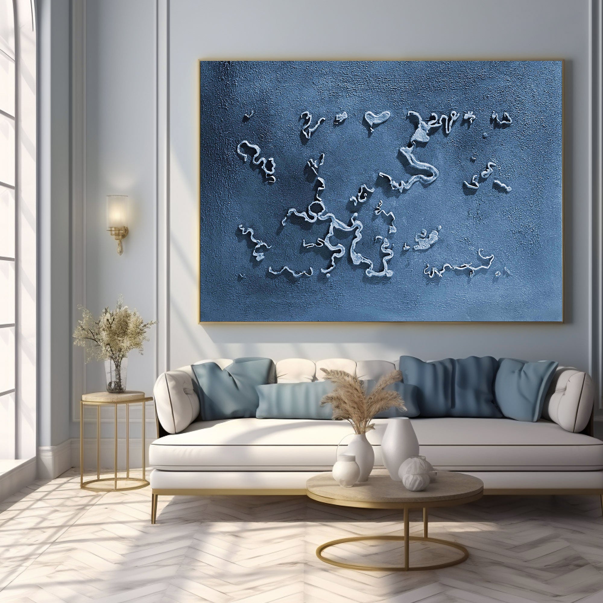 Blue Minimalist Art HML129
