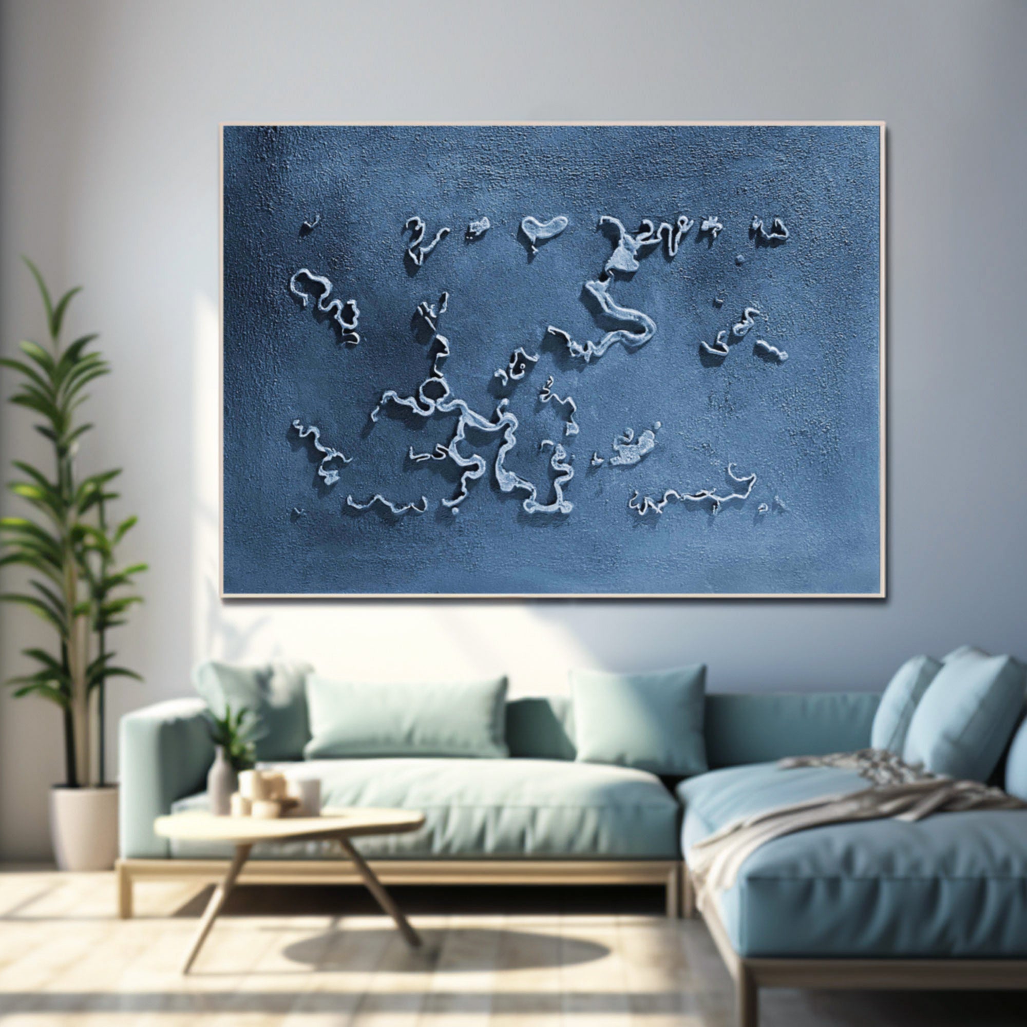 Blue Minimalist Art HML129